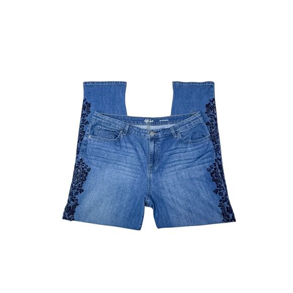 Style & Co Floral Damask Flocked Boyfriend Jeans - 14 - Picture 9 of 9